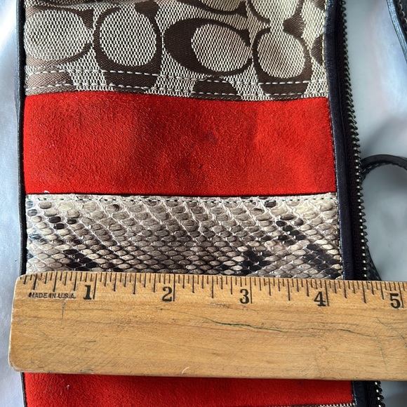 Authentic Coach brown leather, red suede and leopard  monogram purse. - Picture 9 of 10